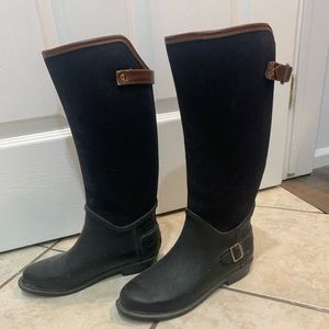 Black and Brown Tall Boots